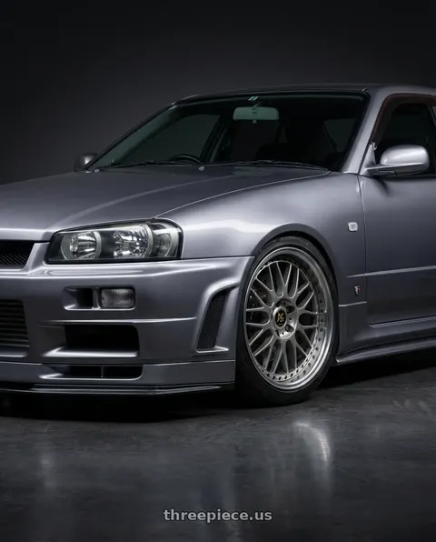 1998 Nissan Skyline with Work Vs-Xx 5x100 18x9.5+19 A Disk Light Grey Silver wheels