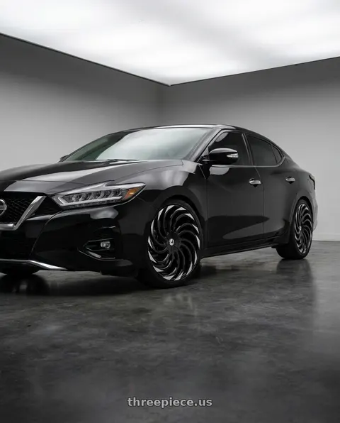 2019 Nissan Maxima SL with Azara AZA-534 5x100/5x114.3 18x8 +35 Gloss Black & Machined wheels