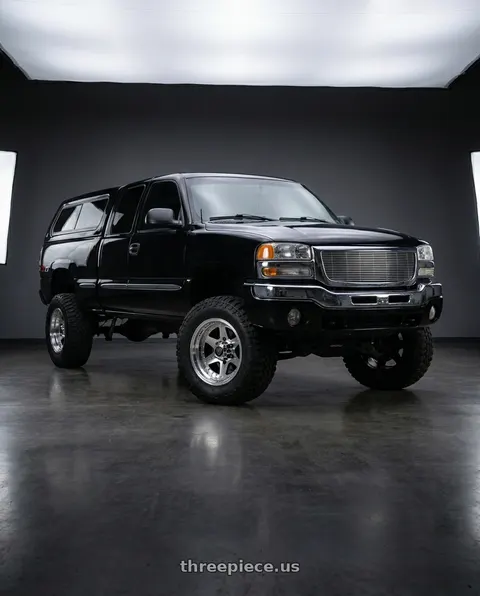 2001 GMC Sierra SLE black with WHITE DIAMOND W3910 6x139.7 16x10-44 BLACK / MACHINED wheels