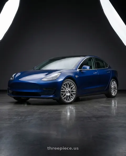 2018 Tesla Model 3 with TOUREN TR76 3276 5x114.3 18x8 +35 CHROME wheels