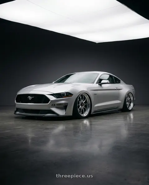 2018 Ford Mustang with WELD Performance Belmont 5x114.3 20x10.5 +50 Gloss Black/Milled Diamond Cut Lip wheels