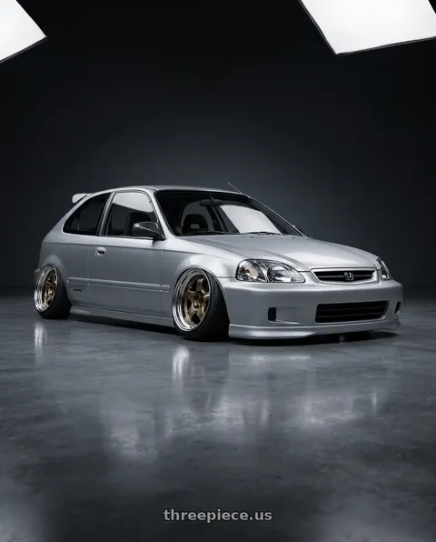 1999 Honda Civic DX with Work Meister S1 2P 4x100 15x6.5+45 A Disk Titanium Gold wheels