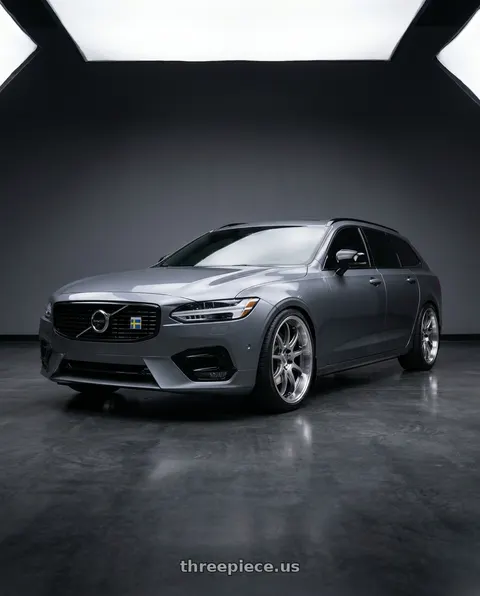 2019 Volvo V90 with Work Emotion D9r 5x108 19x8.5 +30 Gt Silver Rim Cut wheels