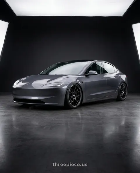 2024 Tesla Model 3 with BBS CH-R 5x112 18x8.5 +47 Satin Black Polished Rim Protector wheels