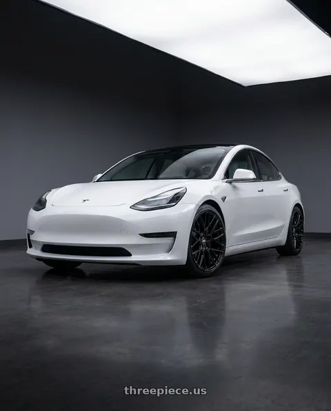 2022 Tesla Model 3 with ESR Wheels RF11 5x114.3 19x8.5 +30 Gloss Black wheels