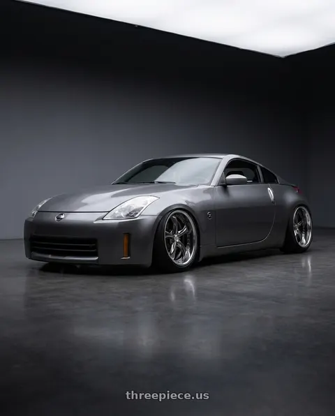 2007 Nissan 350Z with Work Wheels VS-KF 5x114.3 18x10.5+2 Brilliant Silver Black O Disk FULL REVERSE wheels