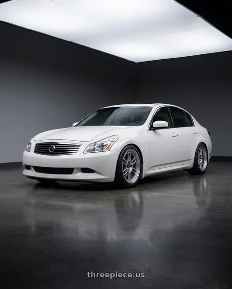 2008 Nissan Skyline 350GT White with Enkei RPF1 4x100 17x7+35 Silver wheels