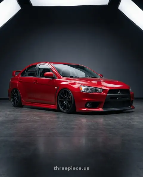 2012 Mitsubishi Lancer with Ssr Gtv02 5x114.3 18x9+45  FLAT BLACK wheels