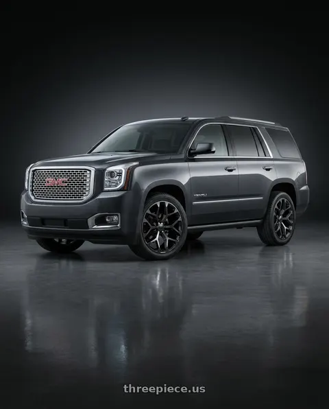2018 GMC Yukon Denali with O.E. Revolution G-09 6x139.7 24x10 +24 Gloss Black wheels
