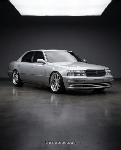 1994 Lexus LS400 with Vors AR5 5x114.3 19x9.5 +35 Silver Machine Face Lip Chrome Rivet wheels