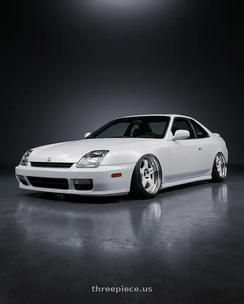 2000 Honda Prelude with Work Meister S1 3P 5x114.3 19x9.5+24 R Disk White wheels
