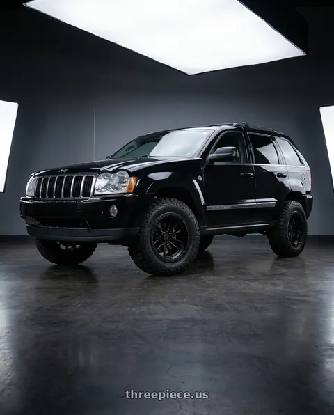 2006 Jeep Grand Cherokee with LOCK OFFROAD KRAWLER 5x127 18x9 -12 Matte Black W Matte Black Ring wheels