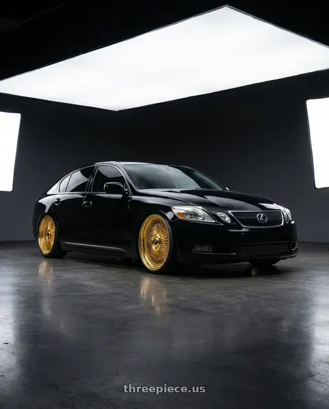 2005 Lexus GS300 with Amani AMA-603 5x120/5x127 26x9 +1 Yellow Gold wheels