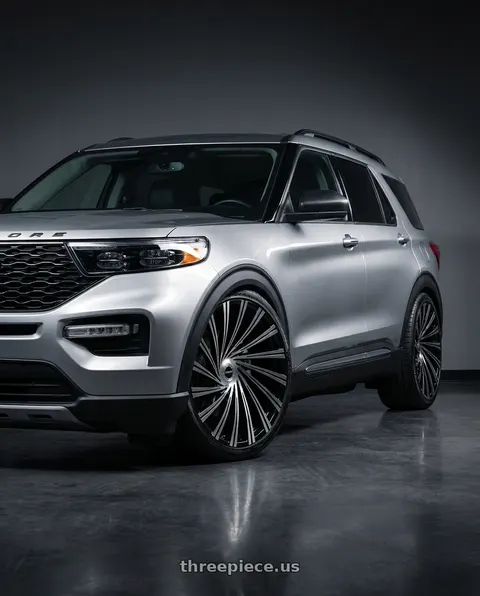 2020 Ford Explorer with Strada Tornado Blank 26x10 +15 Gloss Black Machined wheels