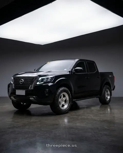 2022 Nissan Navara with Black Rhino CRAWLER 5X127 17X8.5 -32 SILVER W/ MIRROR FACE & BLACK LIP RING wheels