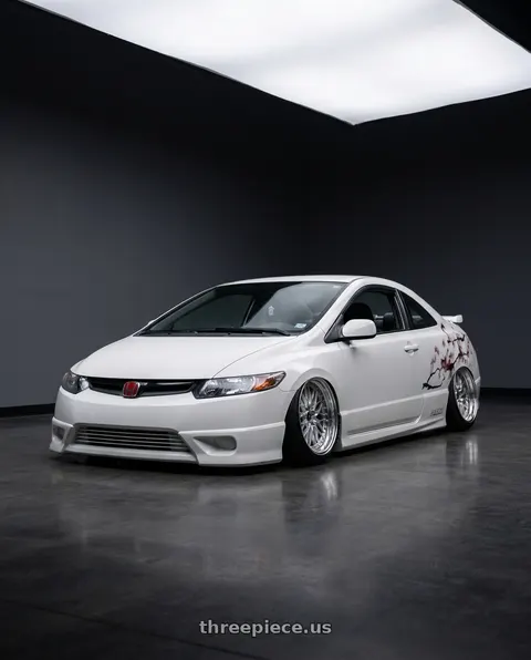 2009 Honda Civic with Work Vs-Xv 5x114.3 18x8+3 L Disk Silky Rich Silver wheels