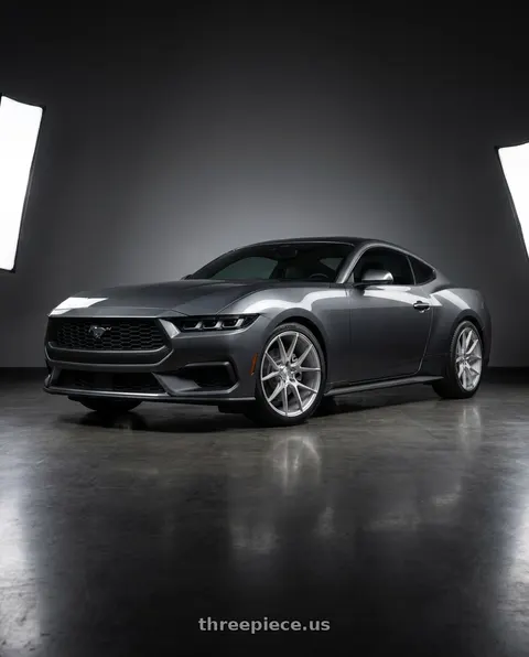 2026 Ford Mustang EcoBoost with Savini Black di Forza BM14 5x114.3 20x8.5 +38 Brushed Silver wheels