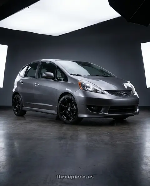 2012 Honda Fit Grey with Ns Wheels NS1203 4x100/4x114.3 15x6.5 +38 Gloss Black wheels