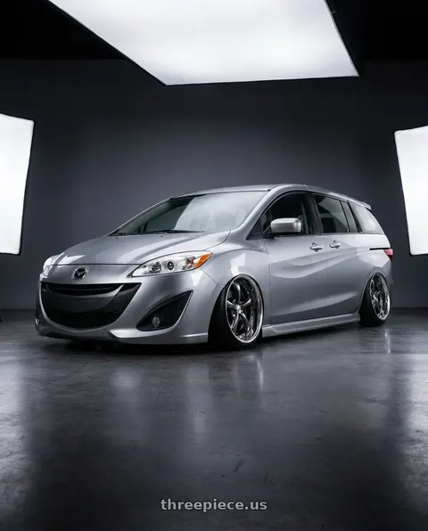 2012 Mazda 5 with Work Wheels VS-KF 5X114.3 19x7.5+34 Brilliant Silver Black A Disk FULL REVERSE wheels