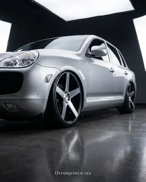 2005 Porsche Cayenne Turbo with Status EMPIRE 5X120 24X9.5 +15 GLOSS BLACK W/ MACHINED FACE wheels