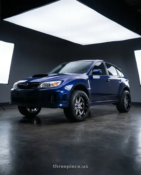 2012 Subaru Impreza with Moto Metal MO200 5X127 20X10 -18 CHROME CENTER GLOSS BLACK MILLED LIP wheels