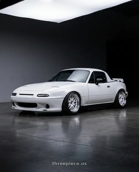 1993 Mazda Miata with Volk Racing 21A 5x112 18x10.5 +30 DASH WHITE/ DC wheels