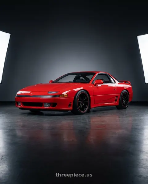 1993 Mitsubishi 3000GT VR-4 with Spec-1 SPT-33 5x114.3/5x120 18x8.5 +38 Gloss Black & Red Line wheels