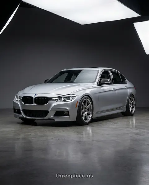 2017 BMW 340i with Work T7r 2P 5x120 18x9.5 +45 GT SILVER wheels