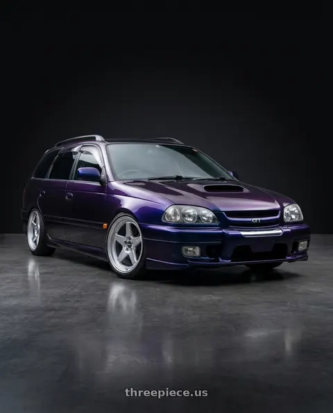 1997 Toyota Caldina with ESR Wheels CR SERIES CR5 5x100 18x8.5 +30 Hyper Silver wheels