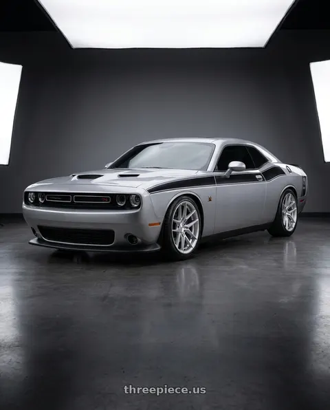 2023 Dodge Challenger with Niche 1PC NC279 PRODIGY 5 5X115 20x9.5 +15 SILVER WITH MACHINED FACE wheels