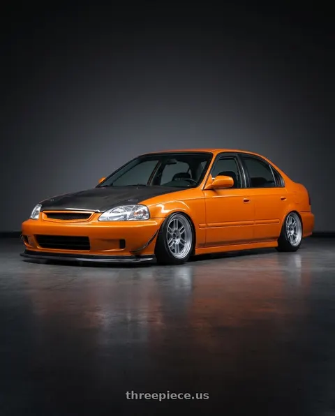 1997 Honda Civic with Enkei RPF1 4x100 15x8+28 Silver wheels