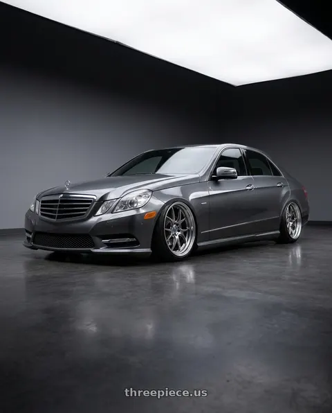 2012 Mercedes-Benz E550 with Homura 2X5RA 5x114.3 20x8.5+38 Grace Silver / Rim DMC wheels