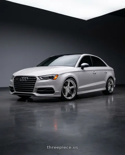 2016 Audi S3 with KATANA RACING HR05 5x112 18x8.5 +35 Chrome wheels