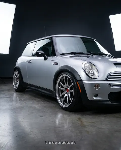 2004 Mini Cooper with Work Cr 2P 4x100 17x8.0 +22 GT Silver wheels