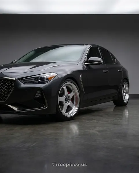 2019 Genesis G70 with Vors SP1 5x115 17x8  +35 Silver Machine Face Lip wheels