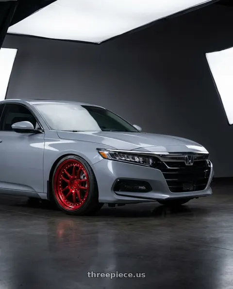 2021 Honda Accord EX-L with Aodhan DS09 5x114.3 19x8.5+35 Candy Red w/ (Chrome Rivets) wheels