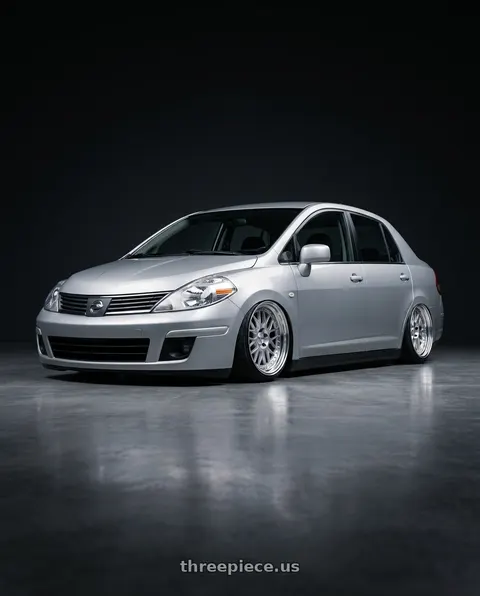 2007 Nissan Tiida with Work Meister M1 3p 4x114.3 16x6.5+37 O Disk Silver wheels