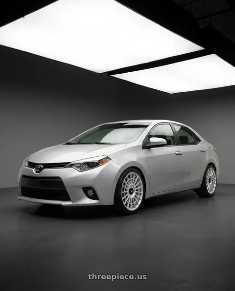 2015 Toyota Corolla with Rotiform 1PC R134 FLG 5X120 18X8.5 +35 GLOSS SILVER wheels