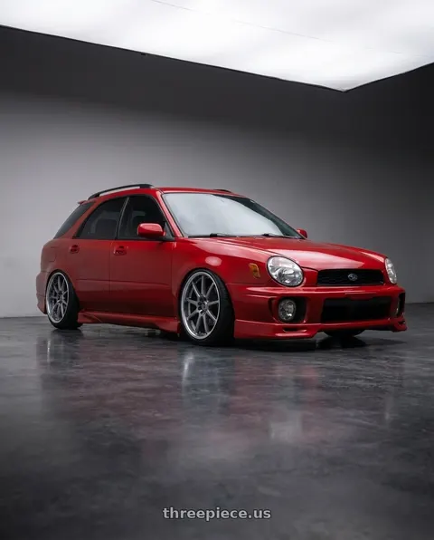 2002 subaru wrx wagon with Enkei EDR9 5x100/114.3 17x8+45 Silver wheels