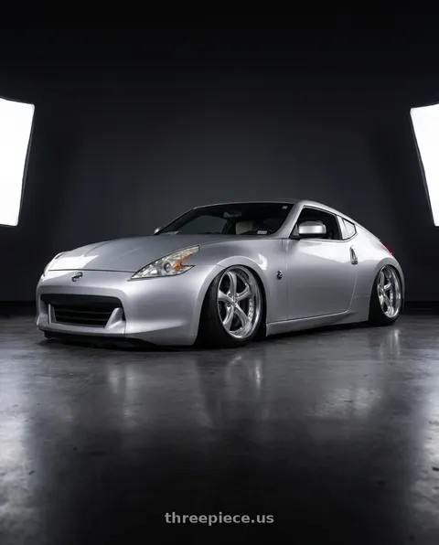 2009 Nissan 370Z with Work Wheels VS-KF 5x114.3 19x9+28 Light Grey Silver L Disk STEP RIM wheels