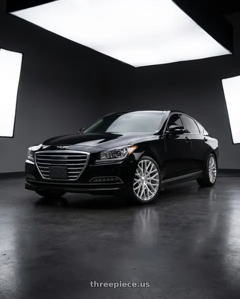 2016 Hyundai Genesis 3.8 with Asanti Black ABL-21 LEO 5X114.3 20X9 +35 BRUSHED SILVER wheels