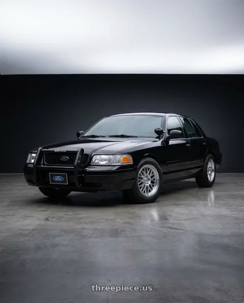 2005 Ford Crown Victoria with KATANA RACING KR06 5x114.3 18x8 +40 Glossy Silver Machine Lip wheels