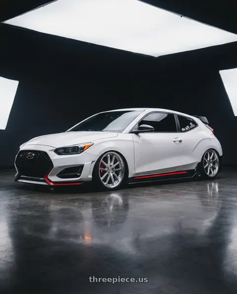 2022 Hyundai Veloster N with Vors AR5 5x114.3 17x8 +35 Silver Machine Face Lip Chrome Rivet wheels
