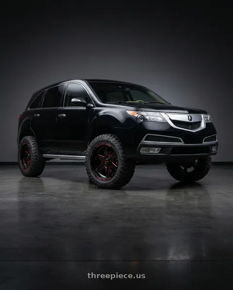 2012 Acura MDX with WELD Off-Road Retaliate 6x135 20x9 +10 Gloss Black/Milled RED wheels
