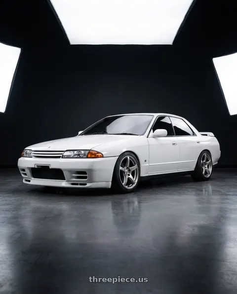 1990 Nissan Skyline GTS-T with Work Emotion T5r 5x114.3 17x9 +38 Glow Silver wheels