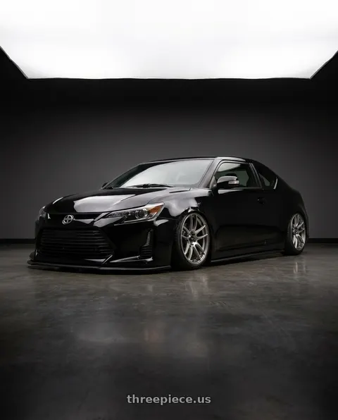 2014 Scion tC with Konig Heliogram 5X114.3 18x8.5+42 Titanium Metallic Knurled Bead Flow Formed wheels