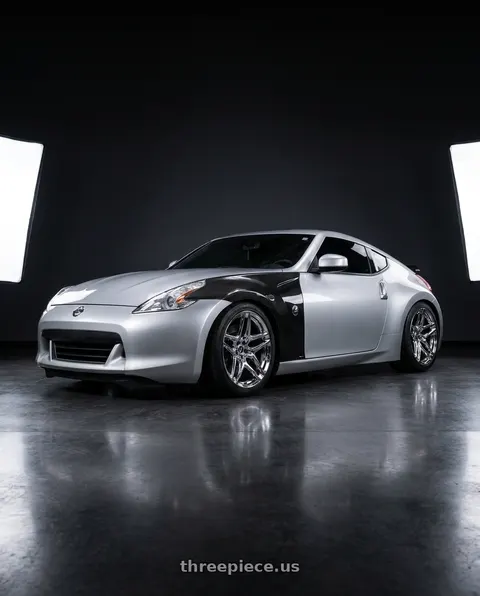 2010 Nissan 370Z Touring with HERITAGE WHEEL EBISU MONOC 5x114.3 19x8.5 +35 CHROME wheels