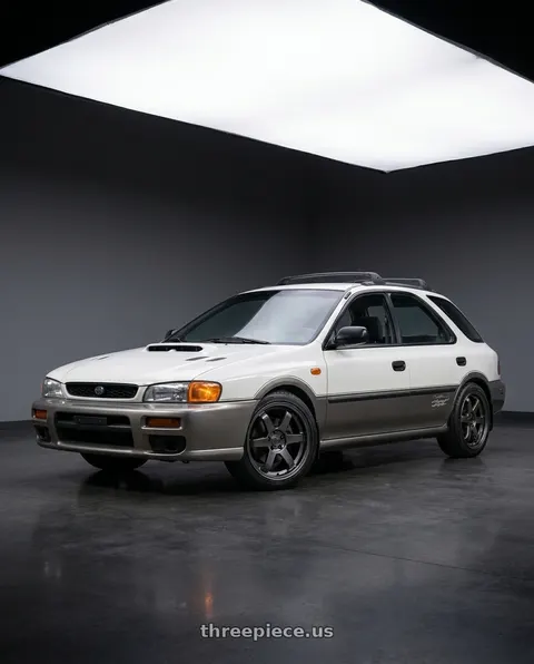 1997 Subaru Impreza Outback with KATANA RACING KR08 5x100 17x7.5 +40 Glossy GunMetal wheels