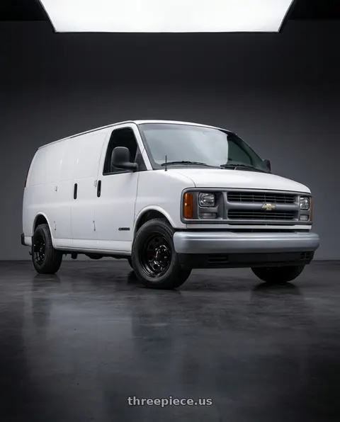2001 Chevrolet Express 3500 with Vision HD 85H 8x165.1 16x8-6 Gloss Black wheels