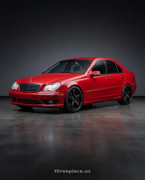2006 Mercedes-Benz C350 Sport with F1R FC5 5x112 18x8.5 +35 Matte Black/Gloss Black Lip wheels